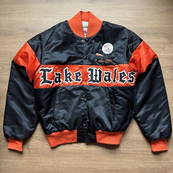 RARE Vintage 90s Speedline Lake Wales Bomber Jacket Size M Gothic Font Spellout - Picture 9 of 9